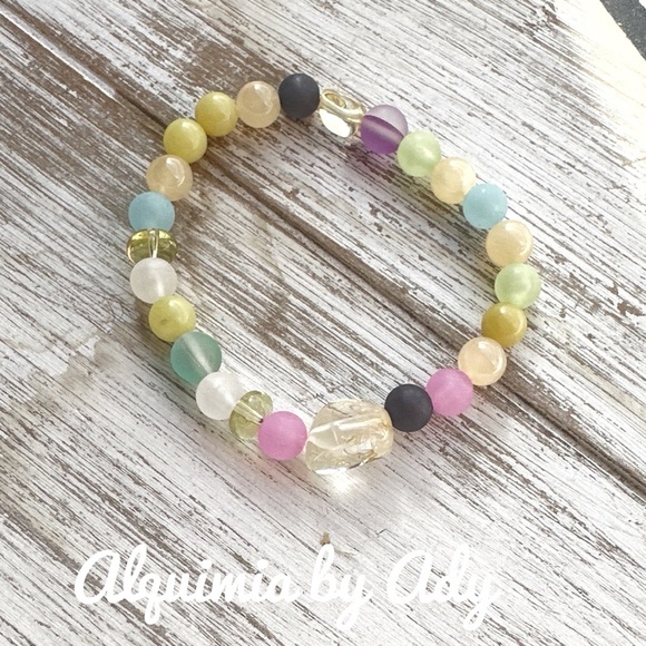 Citrine yello jaded handmade colorful beaded bracelet - Picture 1 of 1